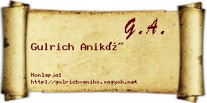 Gulrich Anikó névjegykártya