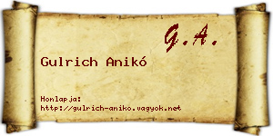 Gulrich Anikó névjegykártya